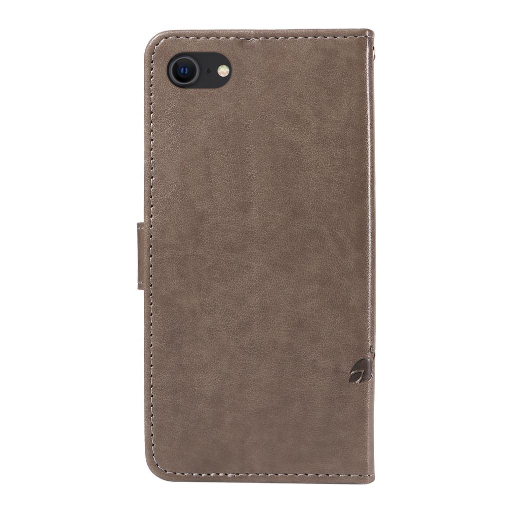 For iPhone 6/6s/7/8/SE (2020)/SE (2022) PU Leather Cases Flower Pattern Wallet Stand Phone Cover with Strap