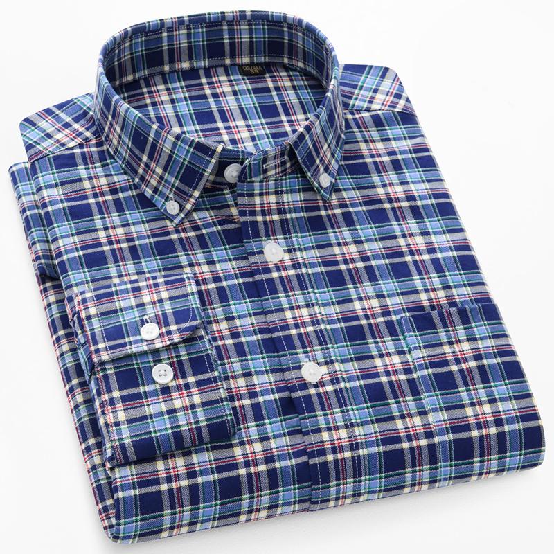 Quality New 100% Cotton Oxford Shirt Long Sleeve For Men's Social Dress Shirts Soft Comfortable Regular Fit Casual Man Clothing