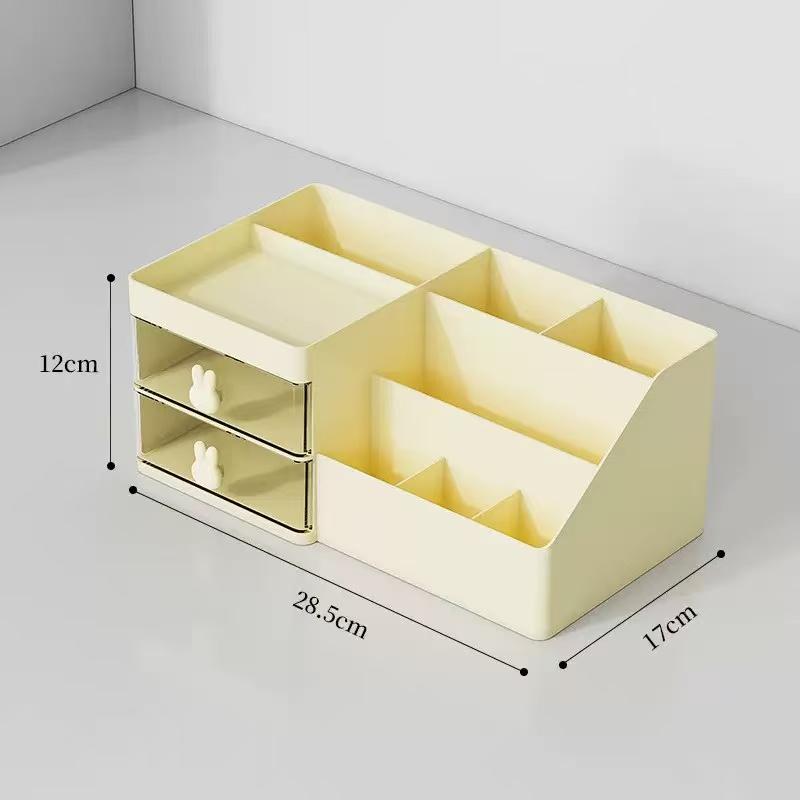 1PC Porta Penne Con 2 Cassetti Porta Matite Multifunzionale Per Scrivania Porta Oggetti Scatola Portaoggetti Per Scrivania Forniture per Ufficio Tavolo da Toeletta