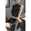 French high-end sense is super good-looking, high-end exquisite small man shows high temperament, beautiful black polka dot dress Zixia