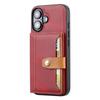 For iPhone 17 Case Calf Texture Card Holder PU Leather + TPU Kicsktand Phone Cover