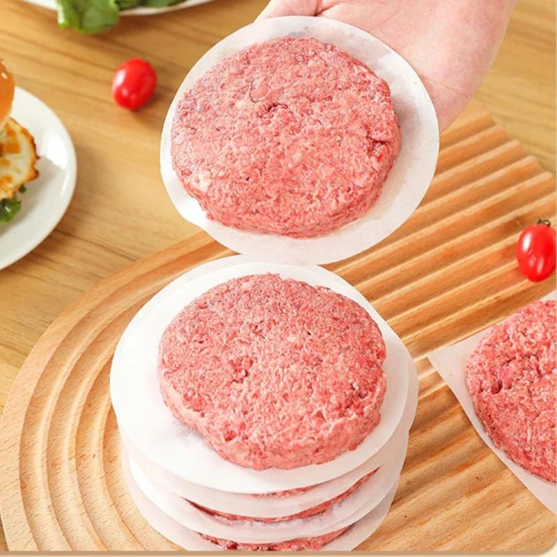 100pcs 10/11/15cm Hamburger Patty Paper-Wax Papers To Separate Frozen Pressed Patties Meat Paper Anti-stick Spacer Pad Kitchen