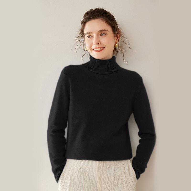 Cashmere Knit Women's High Neck Long Sleeve Sweater - Soft, Loose, Warm, and Skin-Friendly for Autumn and Winter