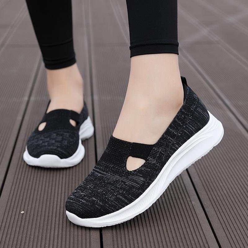 Women s Summer Genuine Leather Slip-on Shoes: Comfortable & Stylish Walking Shoes for Middle-aged 39