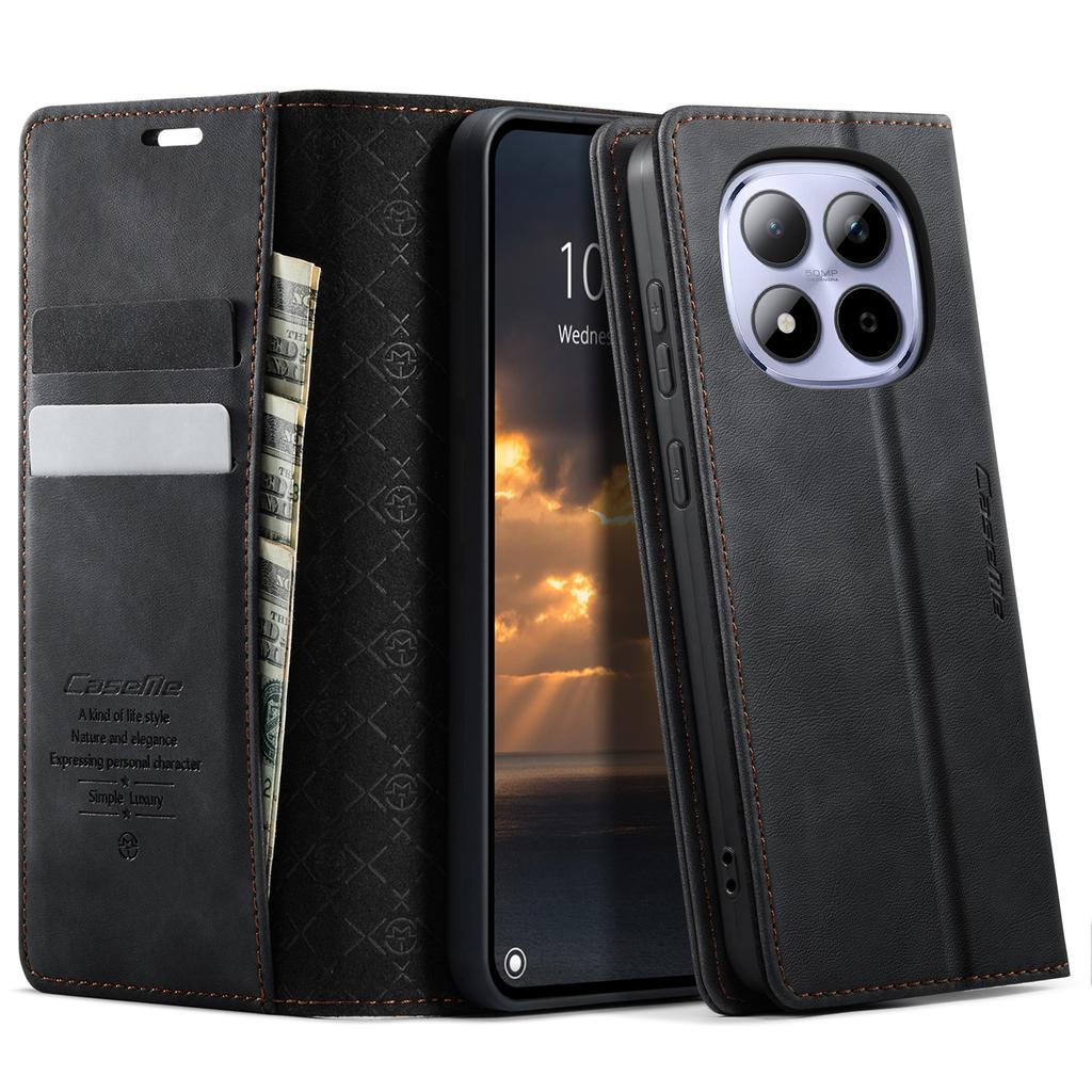 Für Xiaomi Redmi Note 15 Pro 5G (Global) Case CASEME 033 Serie RFID-Blockierendes Portemonnaie Ständer Kalbslederstruktur Leder Handyhülle