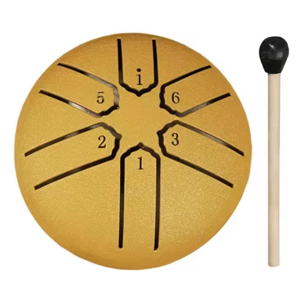 

Мини Хэнд Пэн Барабаны 6 тонов Разноцветный Медитационный Дождевой Барабан Стальной Язычковый Барабан Набор Новичок жёлтый