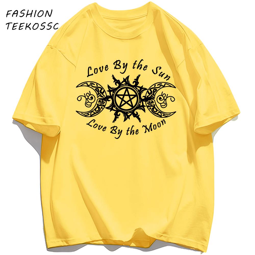 Love By The Sun And Moon Print Mens TShirt Casual Summer T Shirts Oversize AllMatch Man Streetwear Cotton Hip Hop Clothing