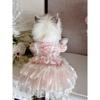 Korean Pink Lovely Pet Dog Clothes Simple Handmade Cotton Lace Party Princess Dresses for Small Medium Dog Poodle Puppy Overalls