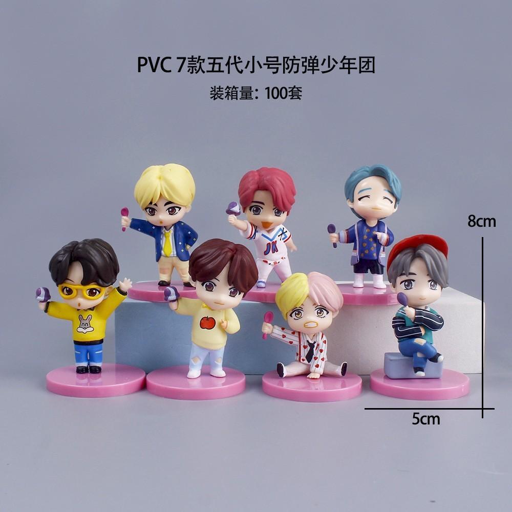 Bts 7-teiliges Set Actionfiguren Puppenmodell Spielzeug Rm Jin Suga Jhope Jimin V Jungkook Star Idol Sammlerfigur Geschenk für Fans