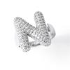 Letter Design Ring with Clear Stone Detail, Copper Base Fashion Jewelry for Daily Outfits, Party Styling and Gifts
