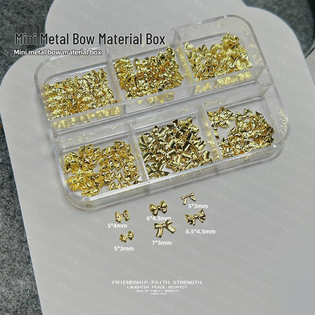 

Mini Bow Nail Art Decorations: Dark Punk Gold/Silver Metal Rivets