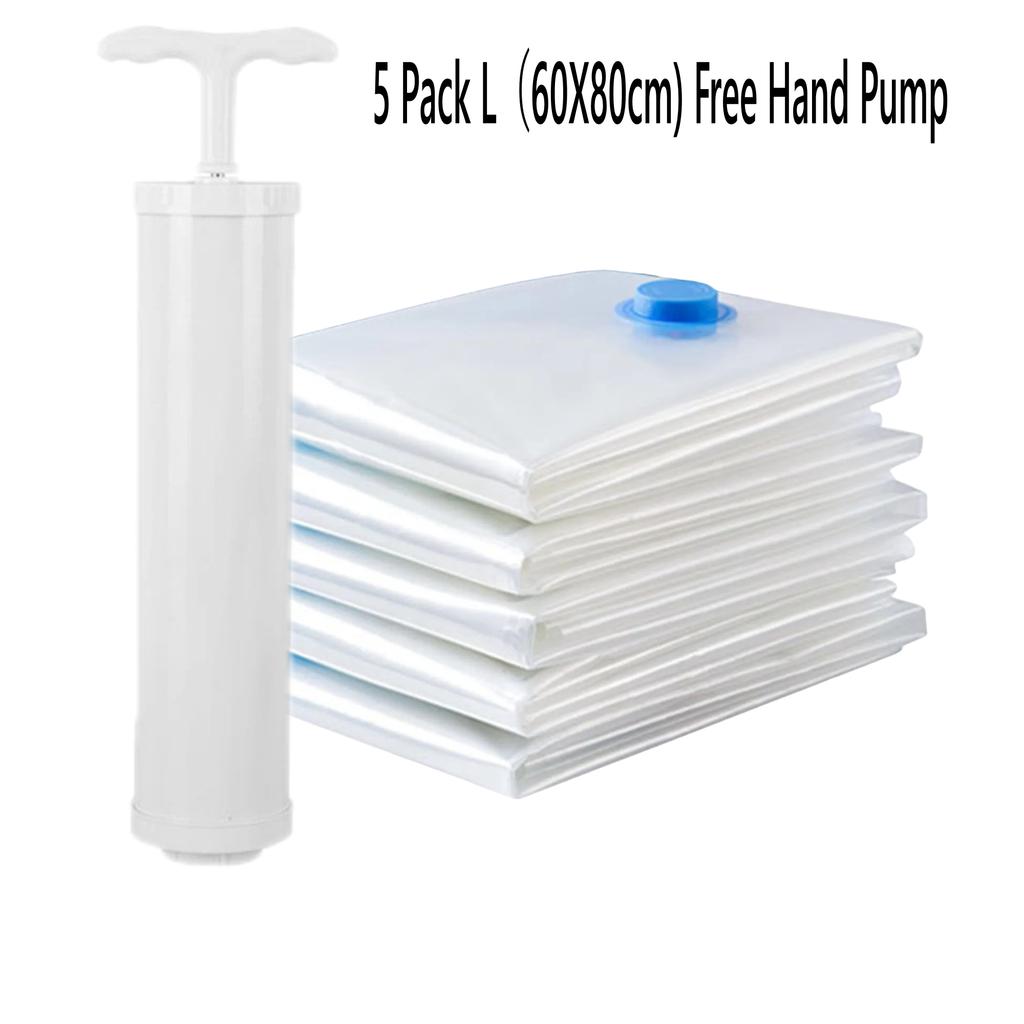 6 Pack Multiple Sizes Vacuum Storage Bags with Pump Big Moving Bags Vacuum Sealed Bags Organizer Space Saver Bags For Clothes