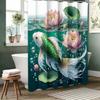 Lotus Fishes Pattern Bathing Curtain  Bathroom Shower Curtain Waterproof With 12 Hooks Home Deco Free Ship