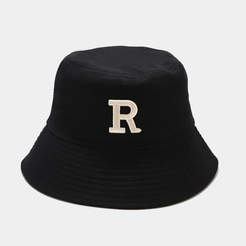 Spring and Summer New R Three-dimensional Letter Bucket Hat Ins Student Men's and Women's Casual Versatile Basin Hat Shows Small Face