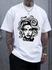 Medusa Illustration Print Short Sleeve T-shirt - Black & White Graphic Tee