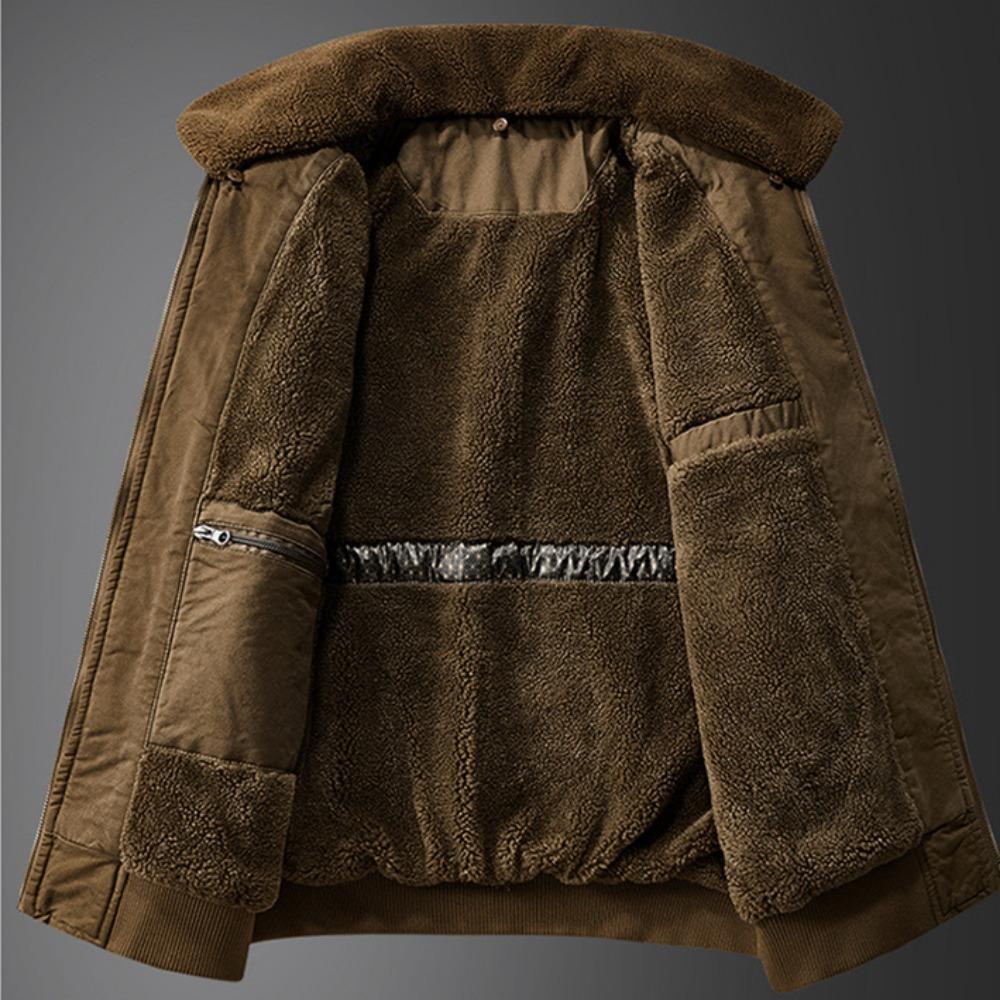 Winter New Fleece Thick Warm Pilot Jacket Men Fashion Casual Windproof Coat Men Autumn Outwear Outdoor Fur Collar Jacket Men