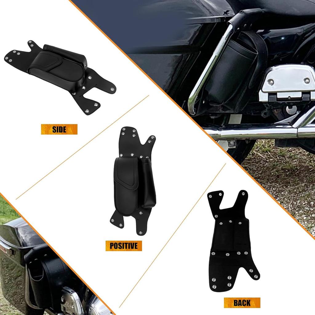 PU Leather Saddlebag Guard Bag with Water Drink Bottle Holder Fit For Harley Touring Electra Street Tri Glide Road King Glide 1983-2025 (Right)