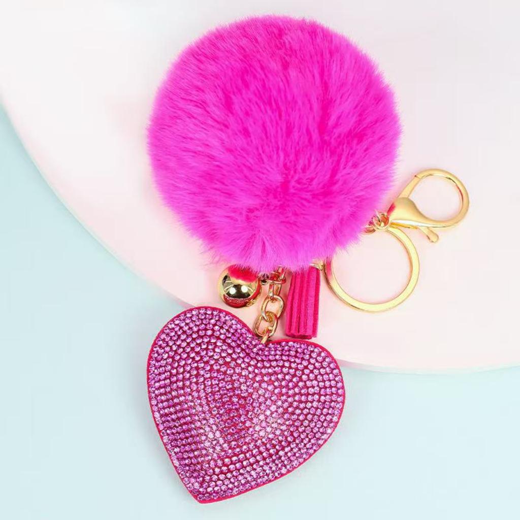 Heart-shaped Pom-pom Keychain Pendant, A Creative And Cute Charm That Can Be Hung Bags And Mobile Phones.
