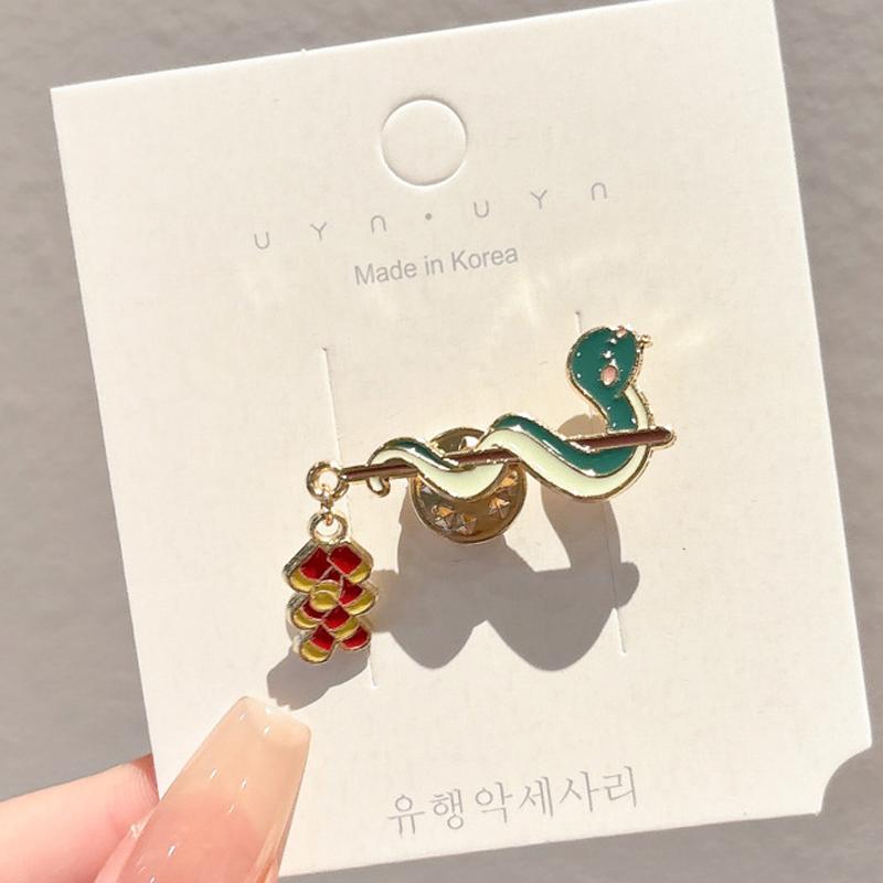 Year Cute Snake Brooch Metal Badge Cartoon Brooch Bags Clothing Accessories