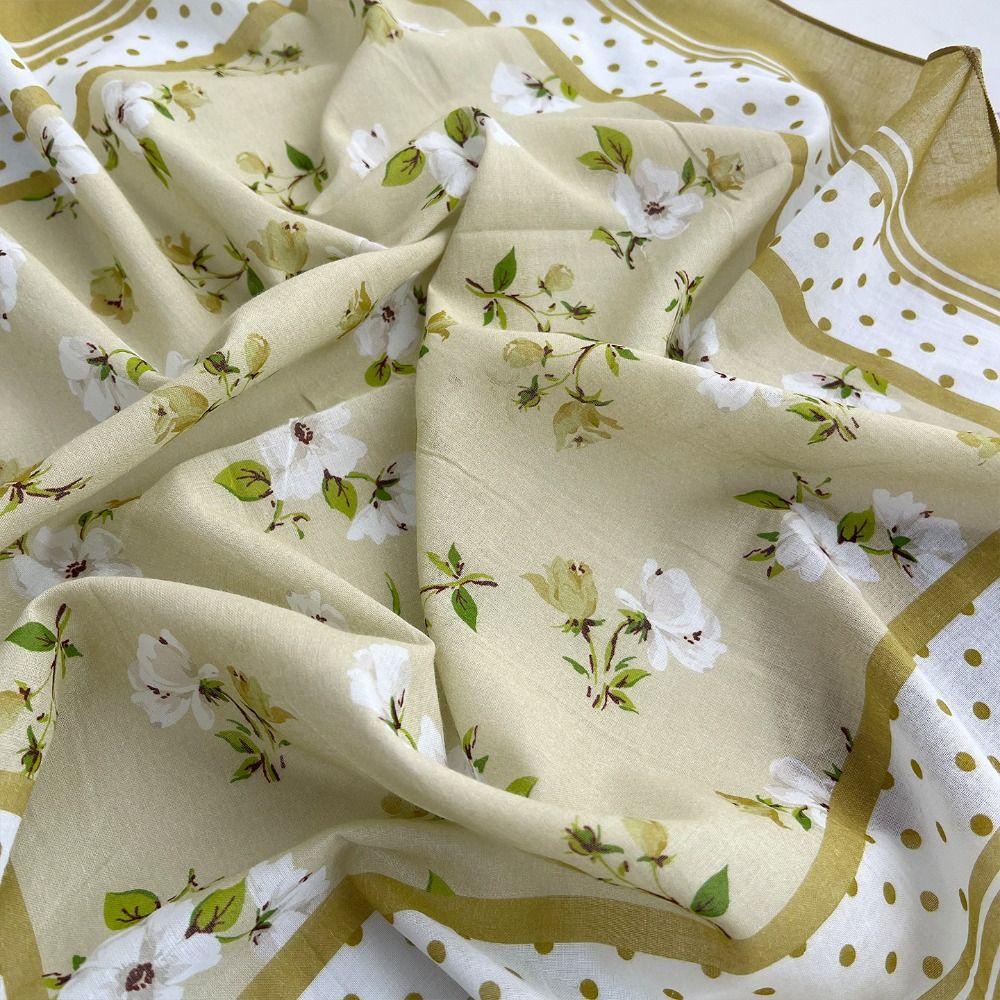 Korean Cotton Square Scarf Breathable Square Handkerchief Cashew Nut Print Silk Scarf  Beach