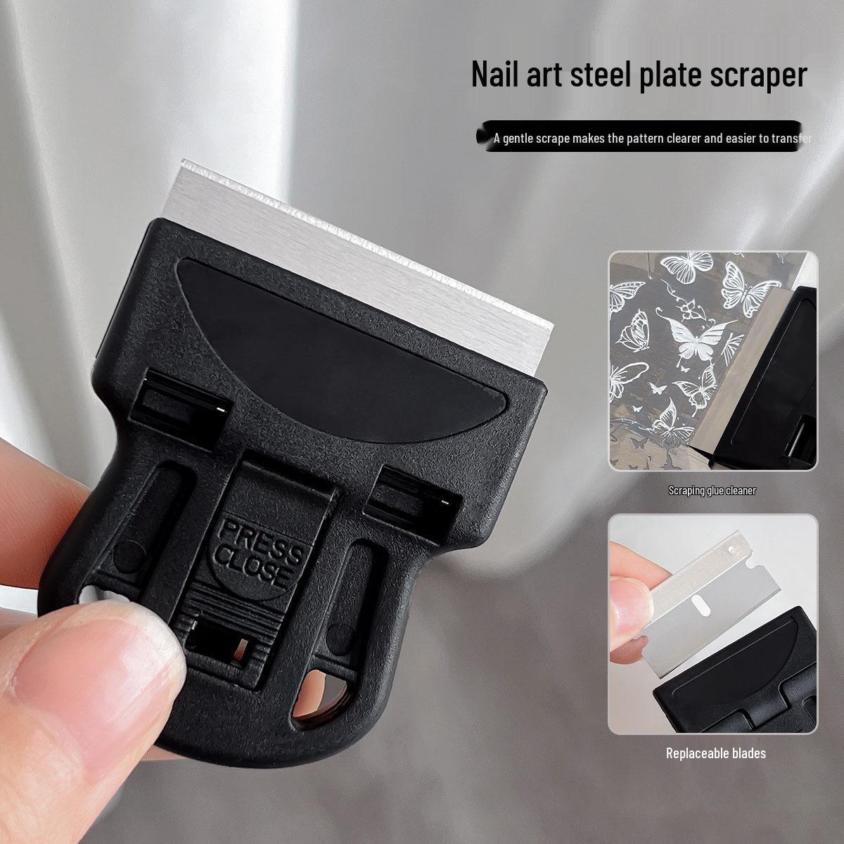 Nail Art Multi-Functional Steel Plate Scraper & De-gumming Tool