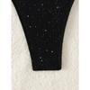 Set Bikini Triangolo Glitter Blu Reale da Donna - Top con Laccetti al Collo e Slip con Laccetti Laterali
