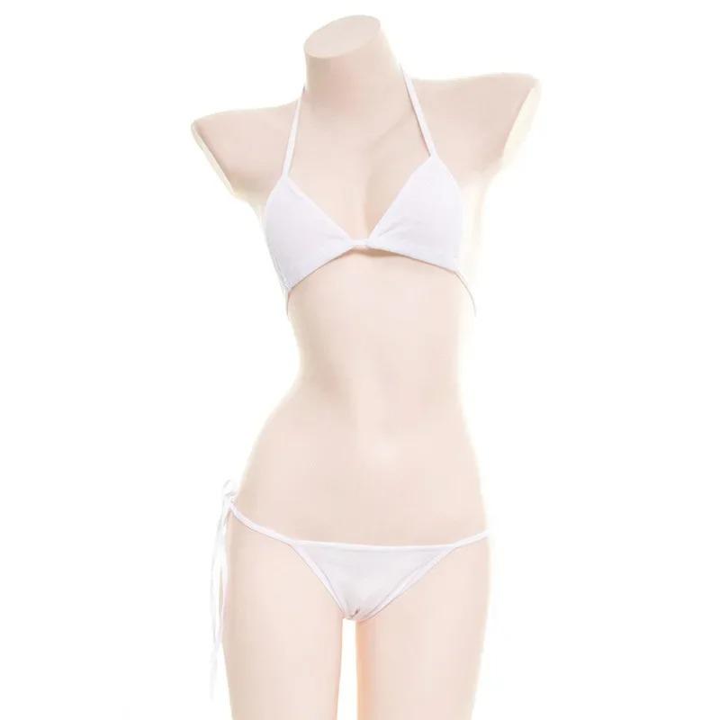 Japanese Anime Lolita Kawaii Mini Bikini Cosplay Underwear Naughty Erotic Highcut Backless Women Sexy Lingerie Set Costumes