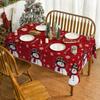 Christmas Polyester Tablecloth Snowman Print Lightweight Stain Resistant Dining Decor Long Table Cover