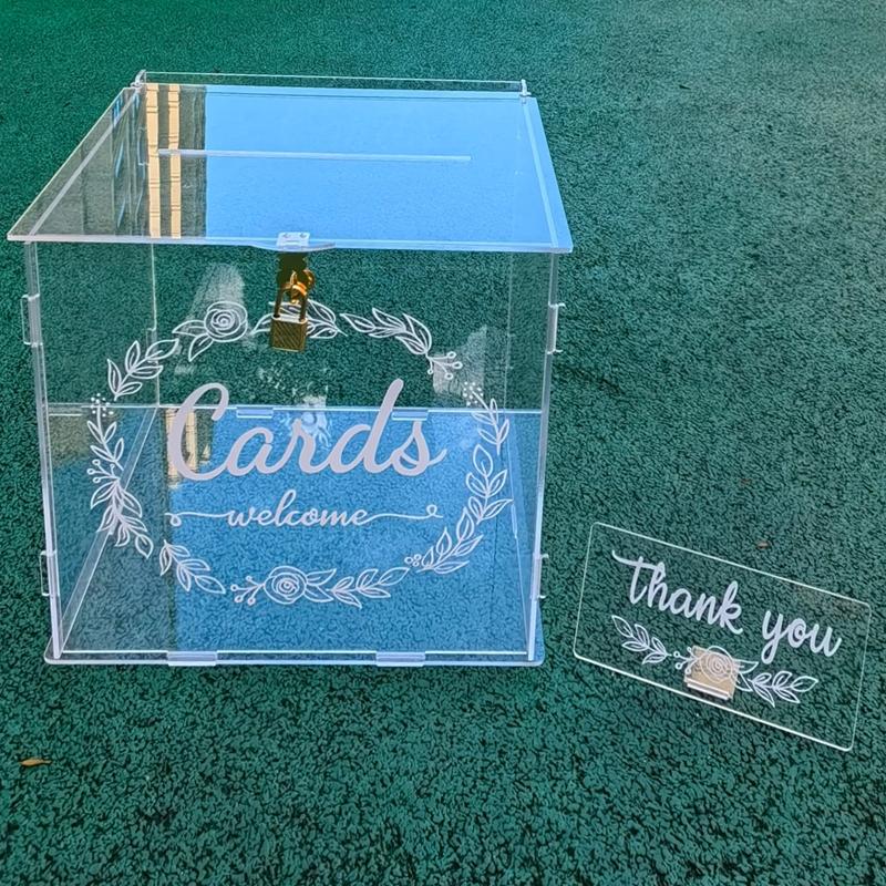Clear Acrylic Wedding Card Box Wedding Receptions Wishing Money Card Box Birthday Party Baby Shower Decorations