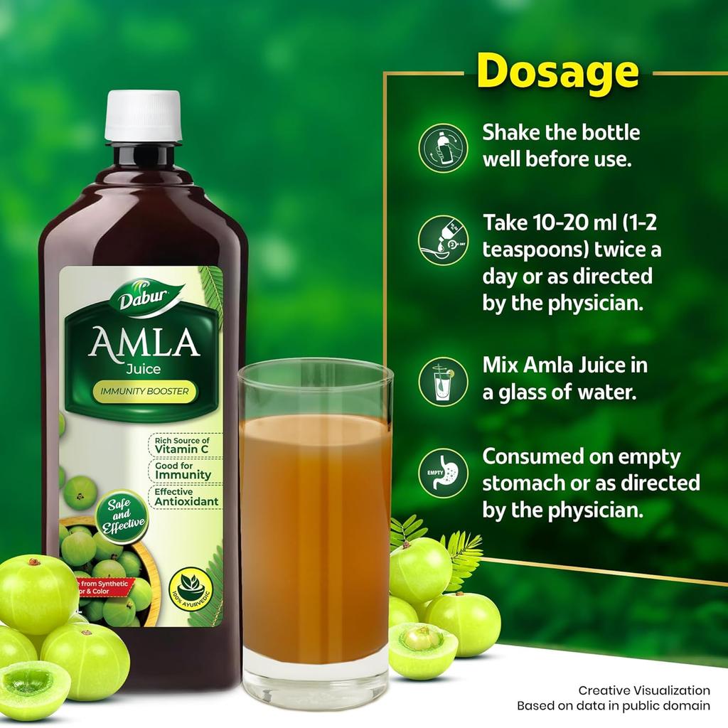 Dabur Pure Amla Juice 1 L Bottle Natural Indian Gooseberry Drink Rich Source Of Vitamin C Herbal Wellness Beverage