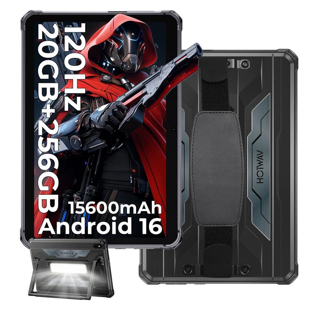 HOTWAV R7 Pro Rugged Tablet,10.1-inch 120Hz,20GB RAM 256GB ROM,15600mAh,IP69K Waterproof,Android 16 tablet,Fast charge/Face ID/4G Dual SIM Card