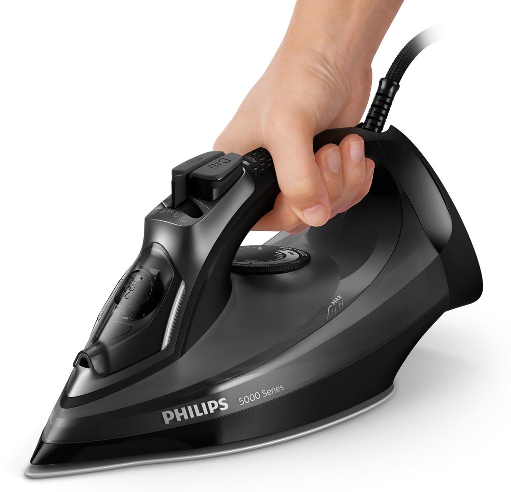Steam Iron - PHILIPS - DST5040/80 - With Steam and Calc Clean System - 45g/min Continuous Steam - 2600W - Black