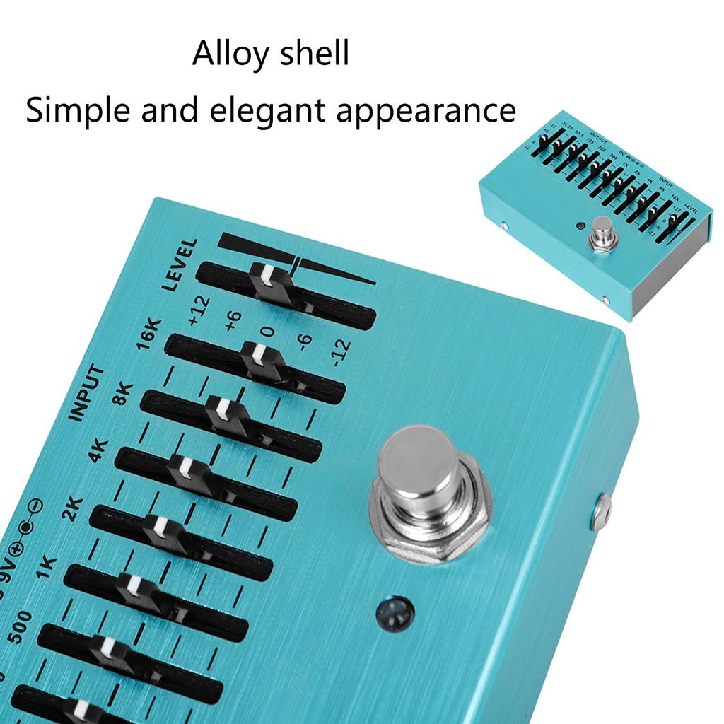 Multifunktionales 10-Band EQ Effektpedal Gitarreneffekte Klangqualitätsverbesserer Musikproduktionsausrüstung Tragbares EQ-Gerät