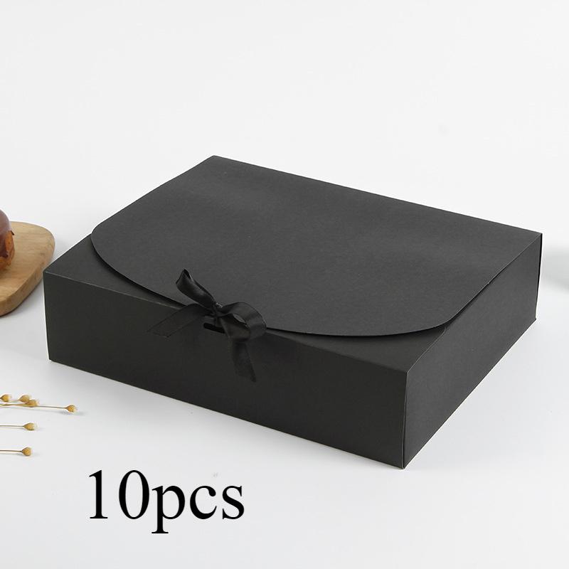 

10 шт., большая подарочная коробка из коровьей кожи с лентой-бантом - идеально подходит для хранения ювелирных изделий, подарков на праздники, дни рождения и выпускные чёрный