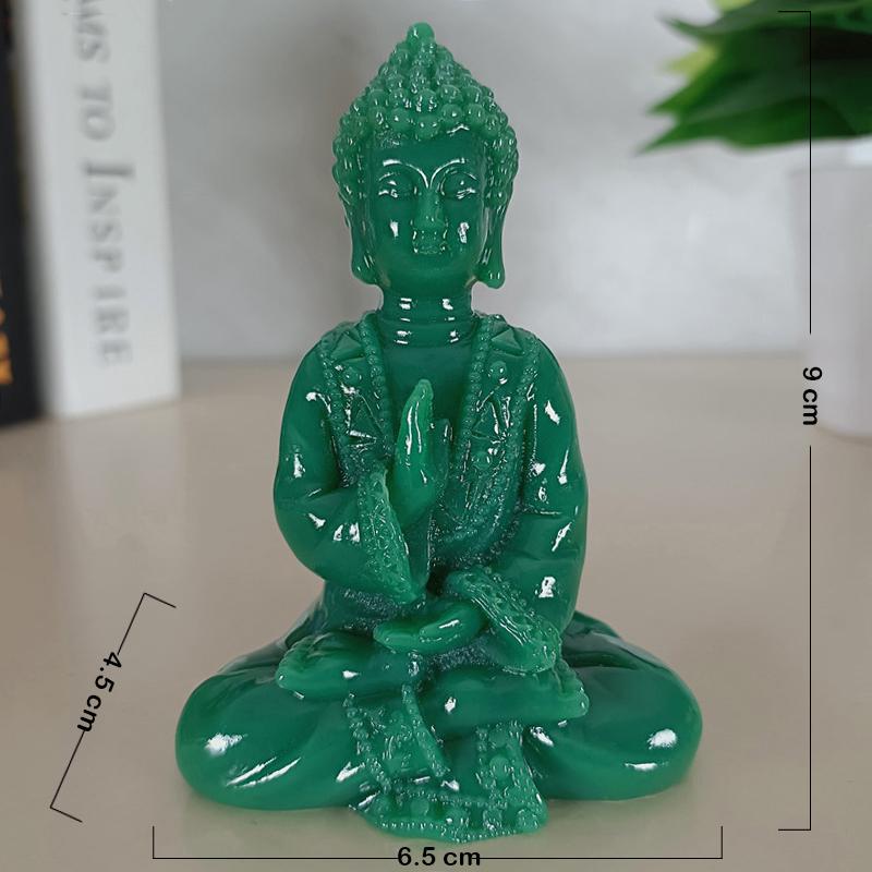 Jade Color Meditation Buddha Statues Feng Shui Lucky Thailand Buddha Sculptures Figurines Home Garden Decoration