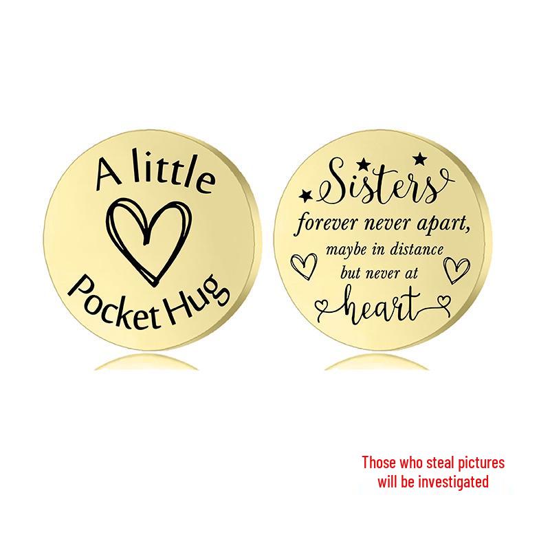 Lucky Charm Motivational Coin: Engravable Stainless Steel Couple & Family Gift Ornament.