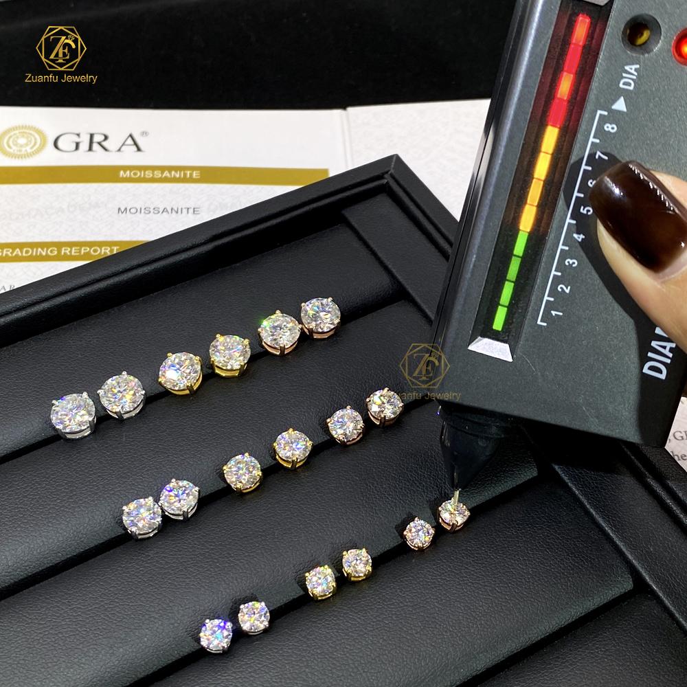 18 Karat Weißgold Gelbgold Roségold Beschichtete Moissanit Ohrstecker 5mm 6,5mm 8mm VVS Diamant Ohrringe für Damen