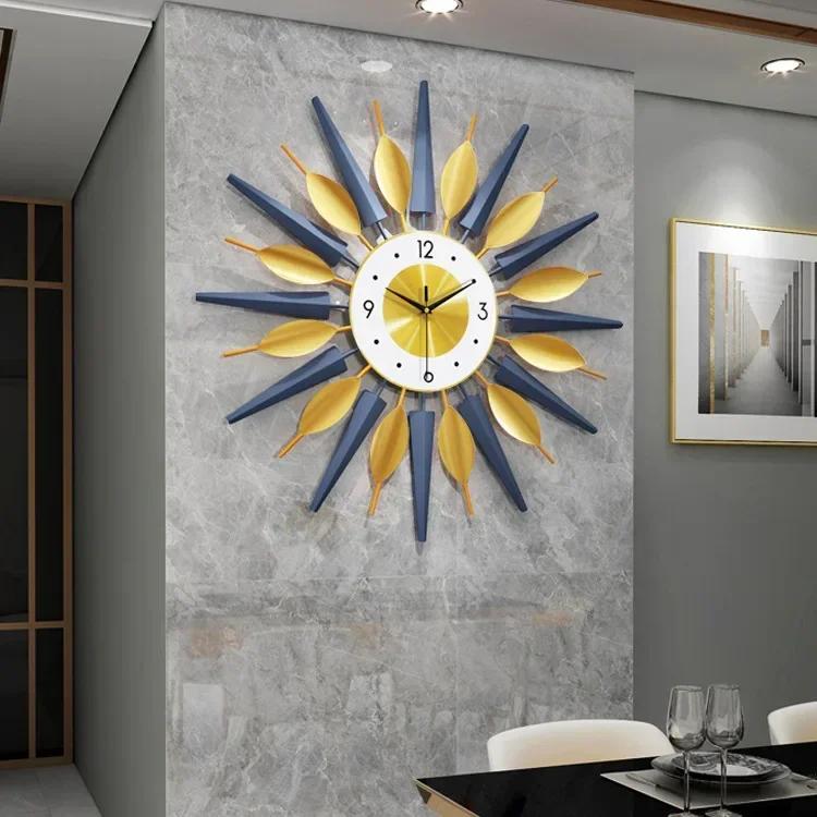 Fashion Iron Art Clocks Luxury Wall Clock Simple Living Room Wall Clock Creative Home Decoration Reloj De Pared Wall Decor