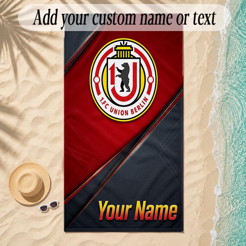 Strandtuch Union Berlin FC Benutzerdefinierter Name Text Personalisierbares Weiches Handtuch für Strand Pool Innenbereich Heimdekoration Geschenk