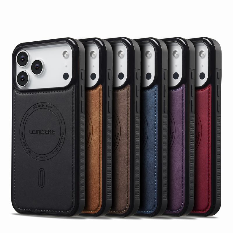 PU Leather Magnetic Phone Case for iPhone 17 16 15 14 13 11 17Pro Pro Max Plus Air 16E Mini MagSafe Wireless Charging Cover