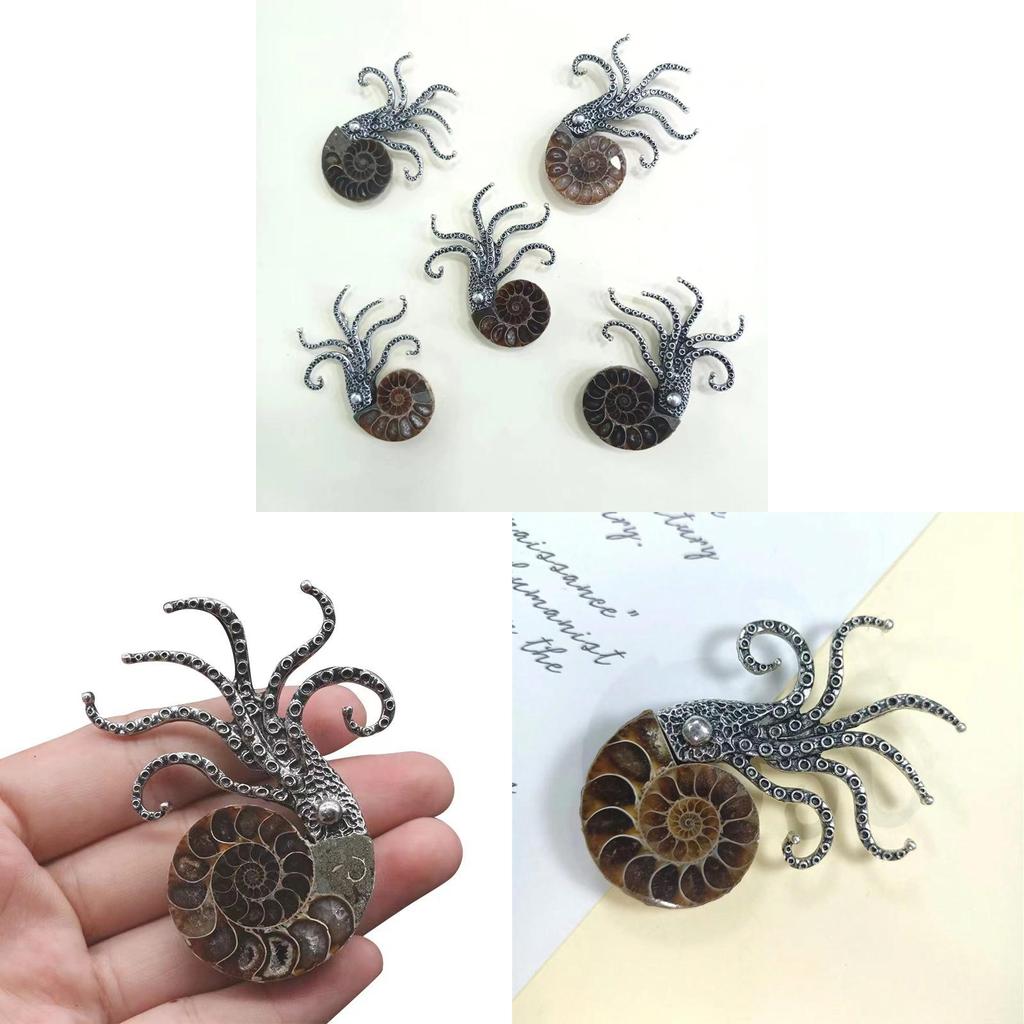 Marine Animal Shell Brooch With Handmade Metal Design For Fashion Accessories