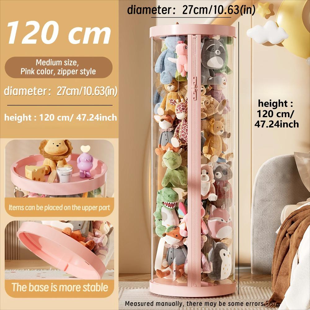 Transparent Storage Box Put Dolls Plush Toys Storage Cylinder with Lid Perfect for Christmas & Halloween Decor All-Round Display