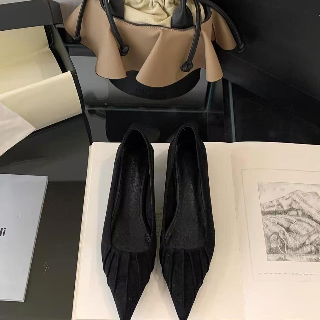 French Temperament Niche Pointed Single Shoes Women's Shoes 2025 New Spring Black Commuter Evening Shoes