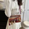 Colorful Fringe Shoulder Bag Tassel Ethnic Style Crossbody Bag Portable Large Capacity Bag  Outdoor