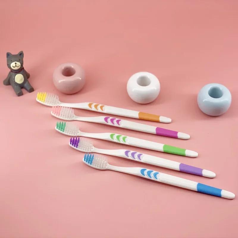 10pcs Toothbrush Soft Bristle Adult Bamboo Charcoal Household Fine Wool Toothbrush Antibacterial for Family Men and Women