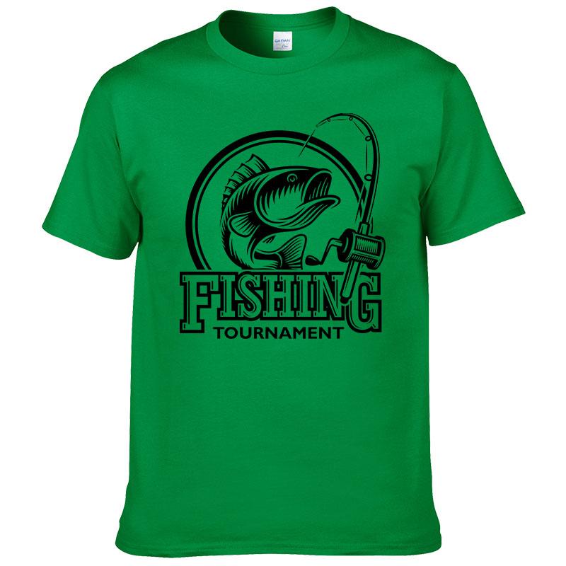 2024 Summer Fashion Fishing T-shirt Printed T Shirt Men 100% Cotton Short Sleeve Casual Streetwear Homme Tops Print Tees F06
