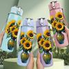 1PC Sunflower Bouquet Vase Art 750ml Color Plastic Sports Water Bottle Leakproof Flip Straw Lid Suitable for Sports Office Home Use