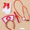 Halloween Nurse Headwear with Fake Stethoscope Pen Sexy Nurse Headwear Headband Lace Red Cute Cosplay Costume Birthday Makeup