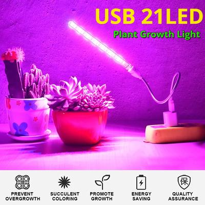 10W LED Pflanzenwachstumslampe USB Tragbar LED Pflanzenwachstumslicht 5V Vollspektrum Phyto Lampe 21 LEDs Rotation Flexibles Licht Innenbereich