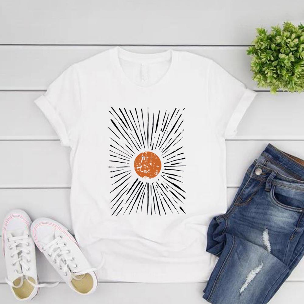 Sunburst Vintage TShirts Boho Shirt Sunshine Graphic Tee Unisex Women Short Sleeve Round Neck Tshirts Retro Aesthetic Clothes